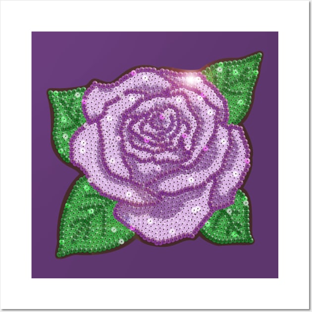 Purple Sequin Rose Wall Art by Annelie